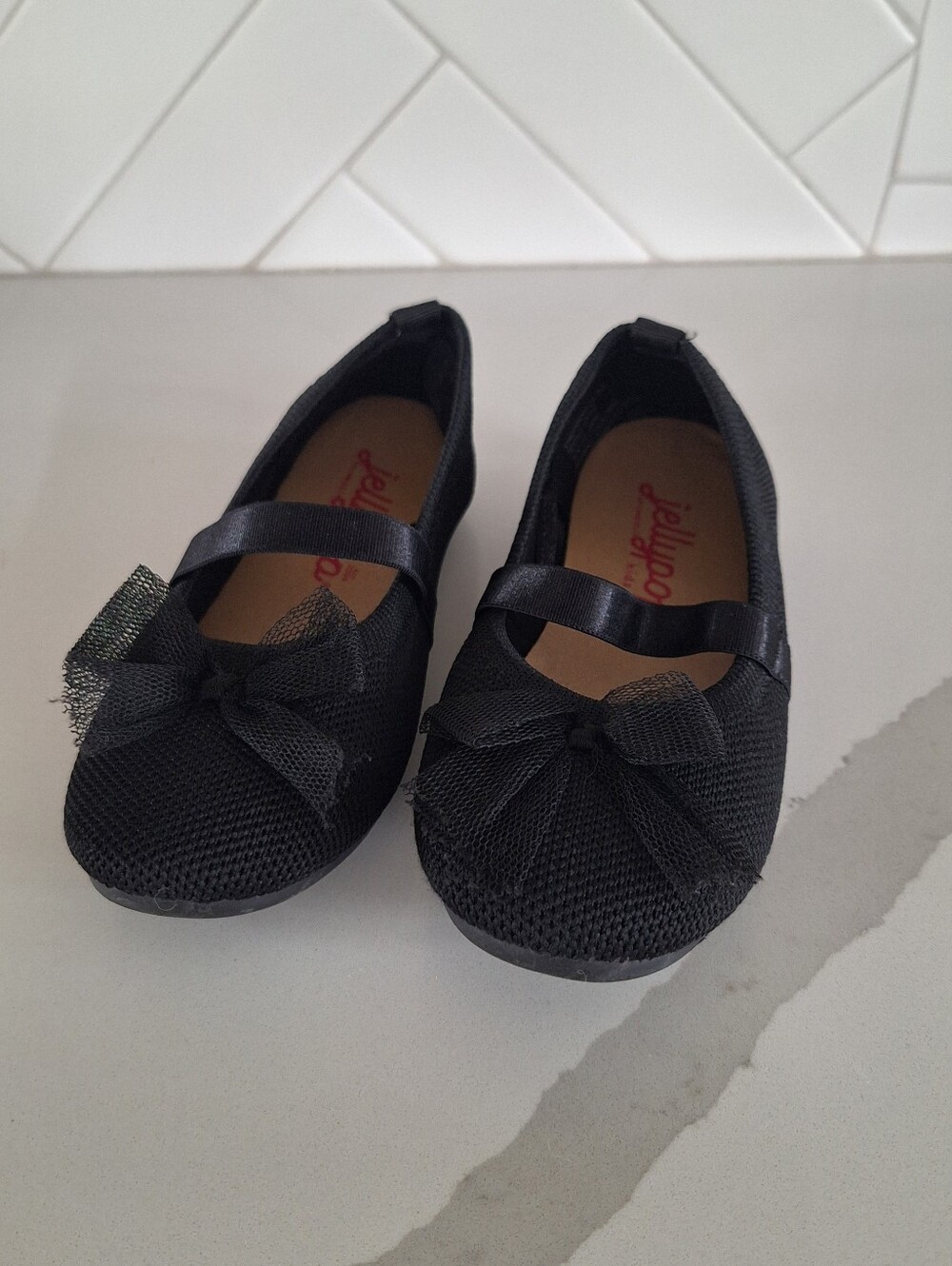 Jellypop Black Mary Jane Flats with Bow